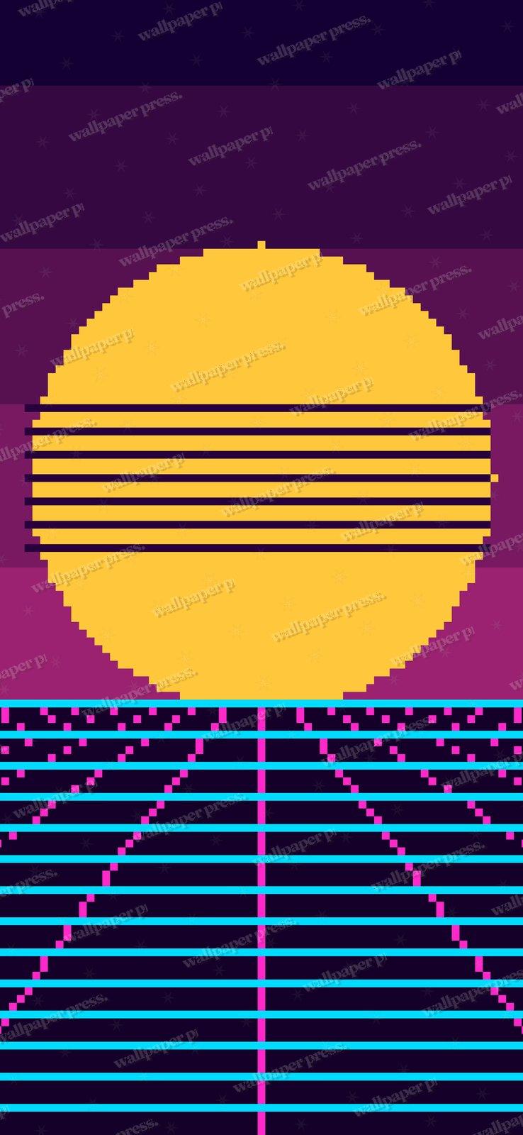 Synthwave Shores shown on an iPhone